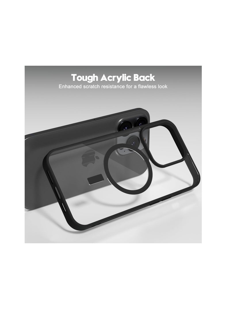 Generic - Magnetic for iPhone 12 / iphone 12 pro Case, Compatible with MagSafe,Slim Translucent Matte Back Silicone Edge,Military Grade Drop Protection (Transparent Black, iPhone 12 6.1) - Image 1