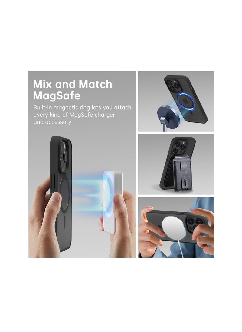 Generic - Magnetic for iPhone 12 / iphone 12 pro Case, Compatible with MagSafe,Slim Translucent Matte Back Silicone Edge,Military Grade Drop Protection (Transparent Black, iPhone 12 6.1) - Image 1