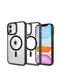 Magnetic for iPhone 12 / iphone 12 pro Case, Compatible with MagSafe,Slim Translucent Matte Back Silicone Edge,Military Grade Drop Protection (Transparent Black, iPhone 12 6.1)