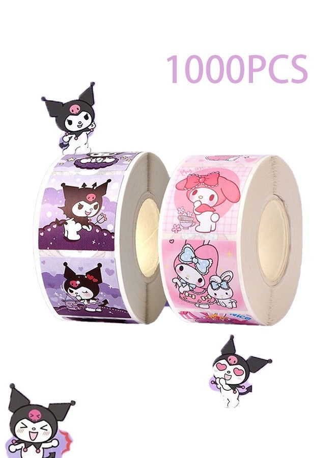 Beauenty 1000PCS Motivational Stickers for Kids, 2Rolls 20 Designs Motivational Stickers, Waterproof Cute Cartoon Vinyl Stickers, ,Children's Gifts, Envelope Stickers, Sticker Gifts, Anime Sealing Stickers - Image 1