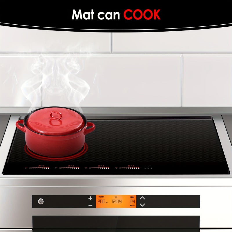 Induction Cooker Protective Mat 24x21 Inch Black Stove Scratch Protector - Image 4