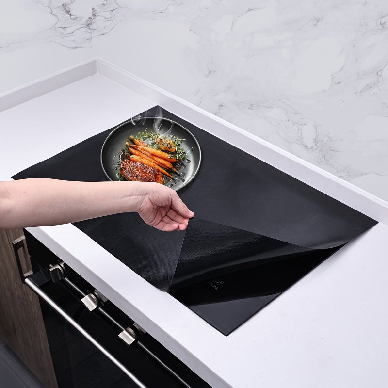 Induction Cooker Protective Mat 24x21 Inch Black Stove Scratch Protector - Image 1