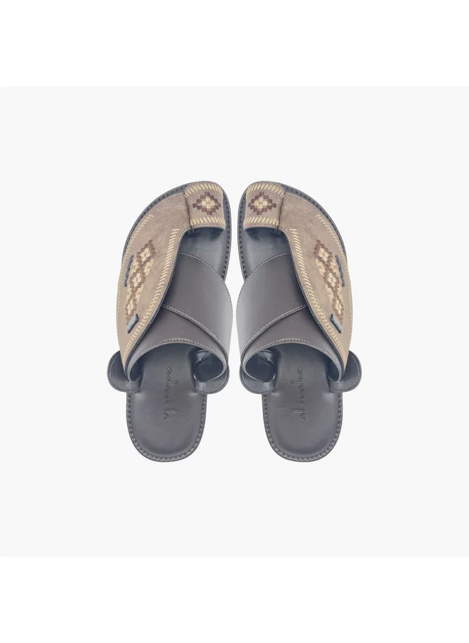 Al Waha Men's Embroidered Slip-On Arabic Sandals