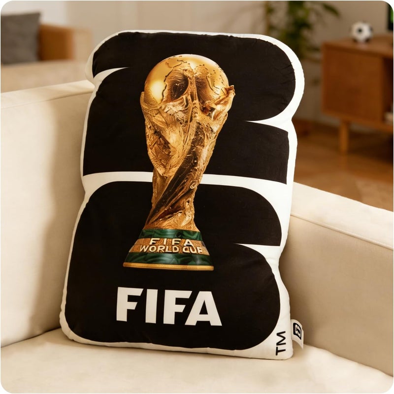 MESUCA Official FIFA World Cup Trophy Throw Pillow FIFA Room Decorative Merchandise Trophy Cushion Bed-Soft & Fluffy for Room, Sofa,Car (FIFA-Trophy) - Image 1