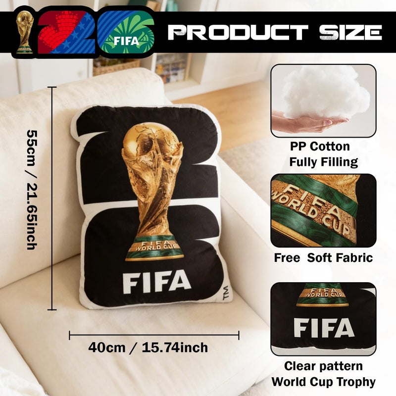 MESUCA Official FIFA World Cup Trophy Throw Pillow FIFA Room Decorative Merchandise Trophy Cushion Bed-Soft & Fluffy for Room, Sofa,Car (FIFA-Trophy) - Image 2
