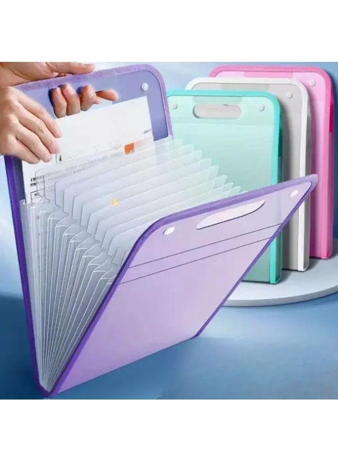 Blue 13 Layer Vertical File Organizer Durable PP Material Large Capacity A4 Document Storage Bag - Image 1