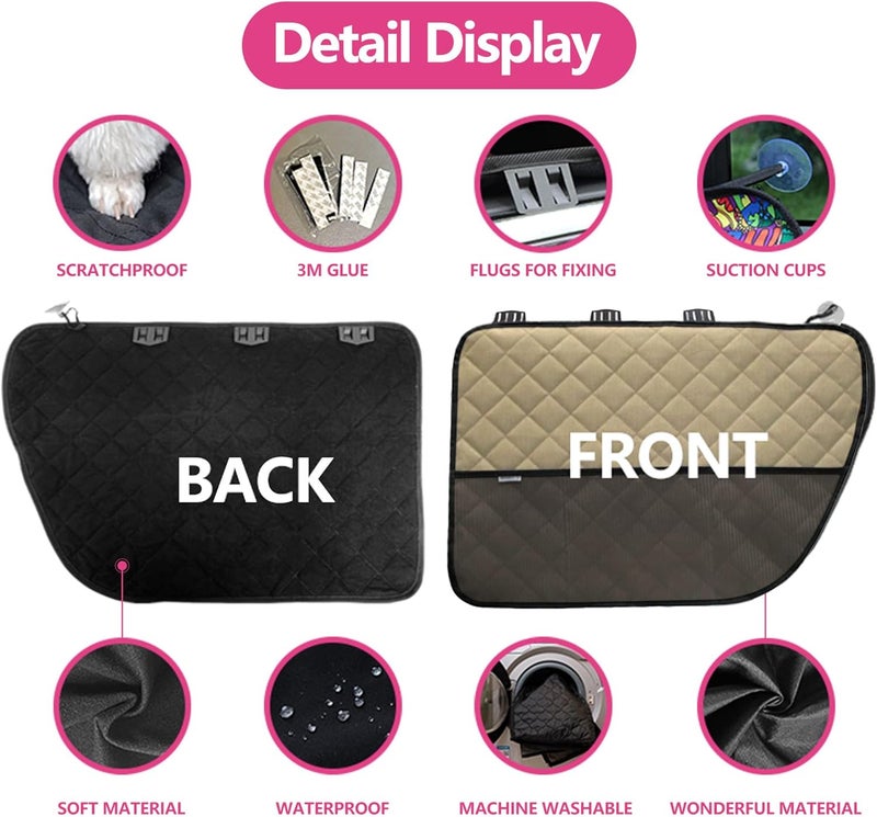 Winbate 2PCS Car Door Protector for Dogs Pet Car Cover-Waterproof Scratchproof Nonslip Durable Machine Washable (2 Packs Universal Fit) (Cream) - Image 4
