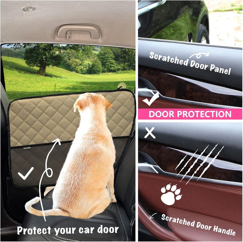 Winbate 2PCS Car Door Protector for Dogs Pet Car Cover-Waterproof Scratchproof Nonslip Durable Machine Washable (2 Packs Universal Fit) (Cream) - Image 2