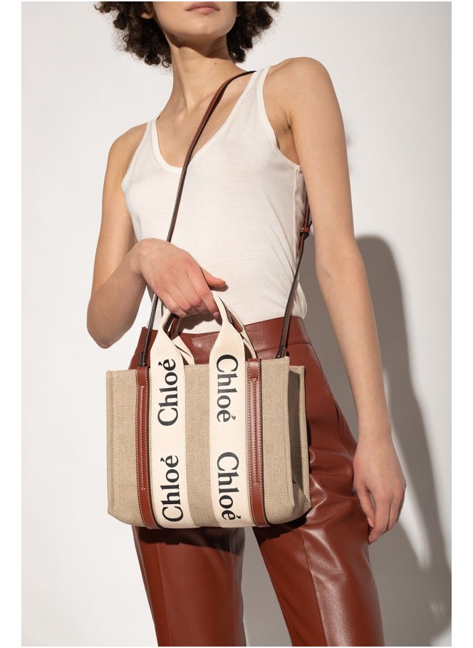 Chloe - Chloé Woody Tote Bag In Cotton Canvas - Image 1