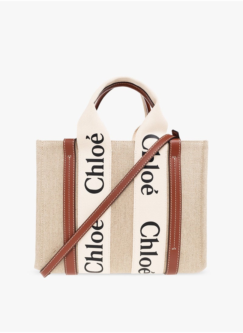 Chloe - Chloé Woody Tote Bag In Cotton Canvas - Image 1