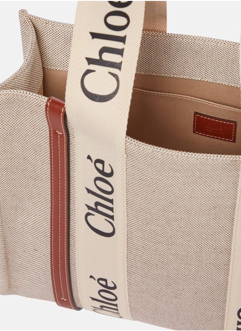 Chloe - Chloé Woody Tote Bag In Cotton Canvas - Image 1