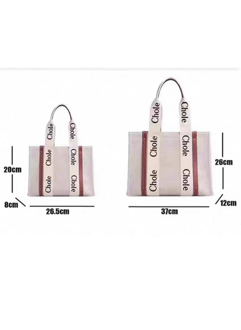 Chloe - Chloé Woody Tote Bag In Cotton Canvas - Image 1