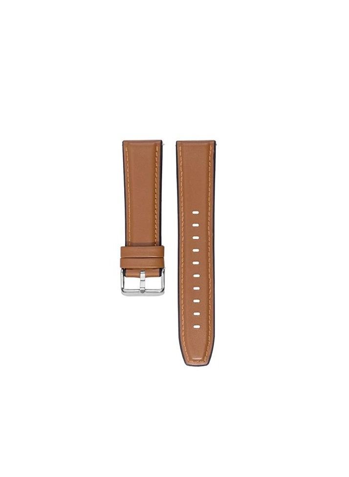 22mm Silicone Leather Replacement Strap Watchband For Oraimo Watch R OSW23N - Smart WatchSport - Camel Silver Buckle - Image 2