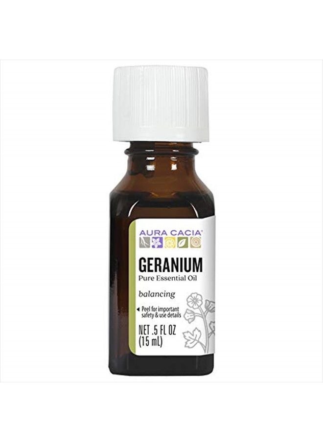Aura Cacia 100% Pure Geranium Essential Oil | GC/MS Tested for Purity | 15 ml (0.5 fl. oz.) | Pelargonium graveolens  - Image 1