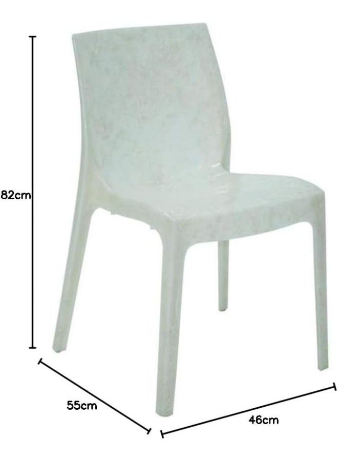 TRAMONTINA Since 1911,Made in Brazil-  Alice Pearl White Polypropylene Chair in Glossy Marble Finish - Image 2