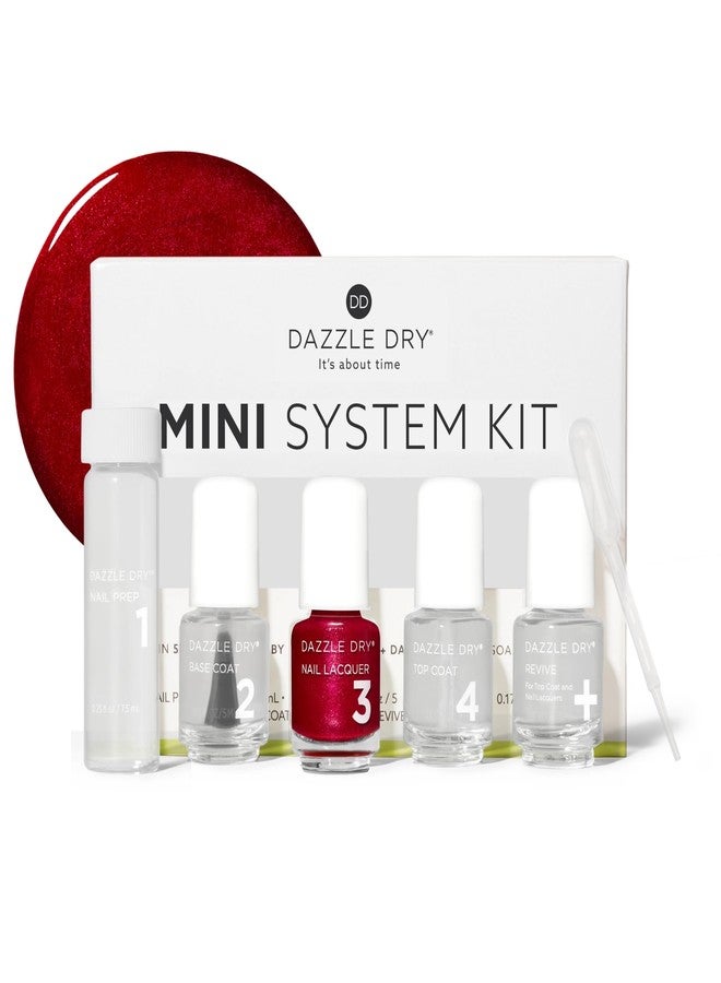 Dazzle Dry Mini Kit 4 Step System - Apple Of My Eye Mini Kit - A ruby red with magenta shimmer. Full-coverage shimmer. (5 Piece Kit / 5 Manicures) - Image 1