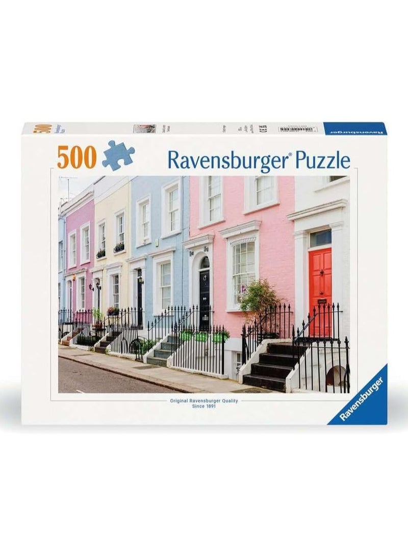 Ravensburger Colourful London Townhouses Puzzle – 500 Piece Jigsaw Puzzle for Adults and Kids Featuring Vibrant City Architecture, Premium Quality with Perfect Fit Pieces for Relaxing and Creative Fun | 12000304-5 - Image 1