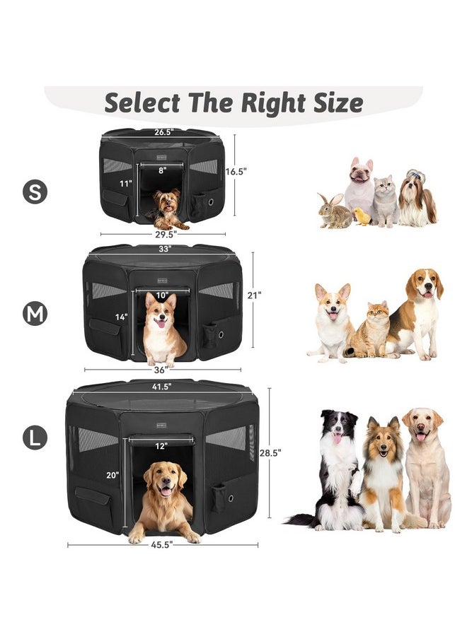 Petsfit PETSFIT Dog Playpen, Pop Up 36" Sturdy Foldable Medium Dog Kennel Puppy Playpen Indoor Outdoor Portable Pet Playpen with Carring Case Zipper Removable Mesh Top and Leakproof Playpen Bottom Mat Black M  - Image 5