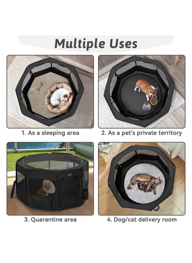 Petsfit PETSFIT Dog Playpen, Pop Up 36" Sturdy Foldable Medium Dog Kennel Puppy Playpen Indoor Outdoor Portable Pet Playpen with Carring Case Zipper Removable Mesh Top and Leakproof Playpen Bottom Mat Black M  - Image 4