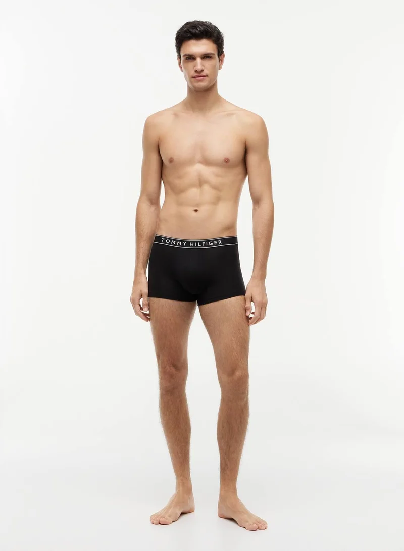 TOMMY HILFIGER Black/Black/Black 3-Pack Essential Logo Waistband Trunks for Men | Best Price UAE