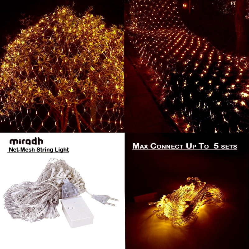 MIRADH Led Net Mesh String Lights - Diwali Lights for Decoration for Home Diwali Lights for Home Decoration led Lights for Ganesh Puja 5ft x 5ft 120 LEDs (8 Mode Warm-White) - Image 5