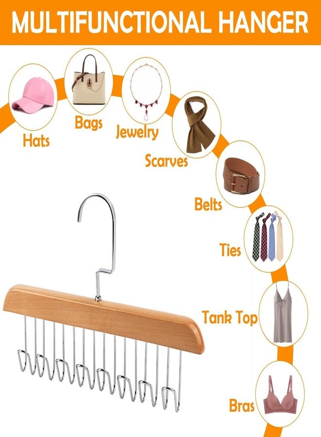 BIRZAR Multi Purpose 8 Hook Wooden Hangers | Wooden Belt Hanger | Tie 8 Hook Hanger | Closet Hangers | Foldable Hooks Wood Hanger | Wardrobe Organizers 8 Hook Hanger (1) - Image 2