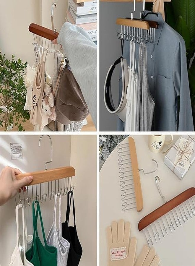 BIRZAR Multi Purpose 8 Hook Wooden Hangers | Wooden Belt Hanger | Tie 8 Hook Hanger | Closet Hangers | Foldable Hooks Wood Hanger | Wardrobe Organizers 8 Hook Hanger (1) - Image 4