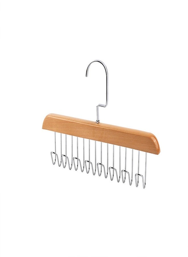 BIRZAR Multi Purpose 8 Hook Wooden Hangers | Wooden Belt Hanger | Tie 8 Hook Hanger | Closet Hangers | Foldable Hooks Wood Hanger | Wardrobe Organizers 8 Hook Hanger (1) - Image 1