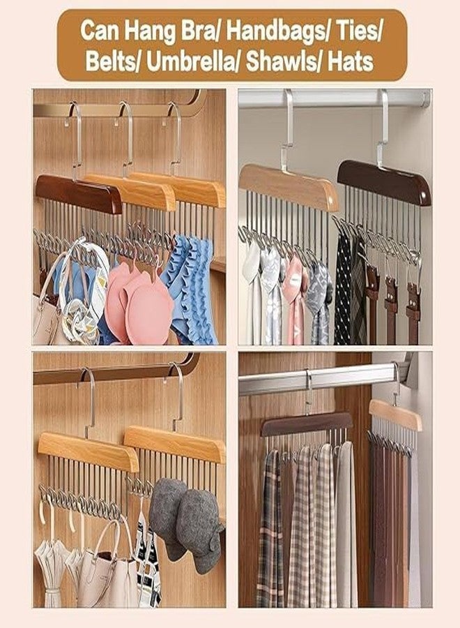 BIRZAR Multi Purpose 8 Hook Wooden Hangers | Wooden Belt Hanger | Tie 8 Hook Hanger | Closet Hangers | Foldable Hooks Wood Hanger | Wardrobe Organizers 8 Hook Hanger (1) - Image 3