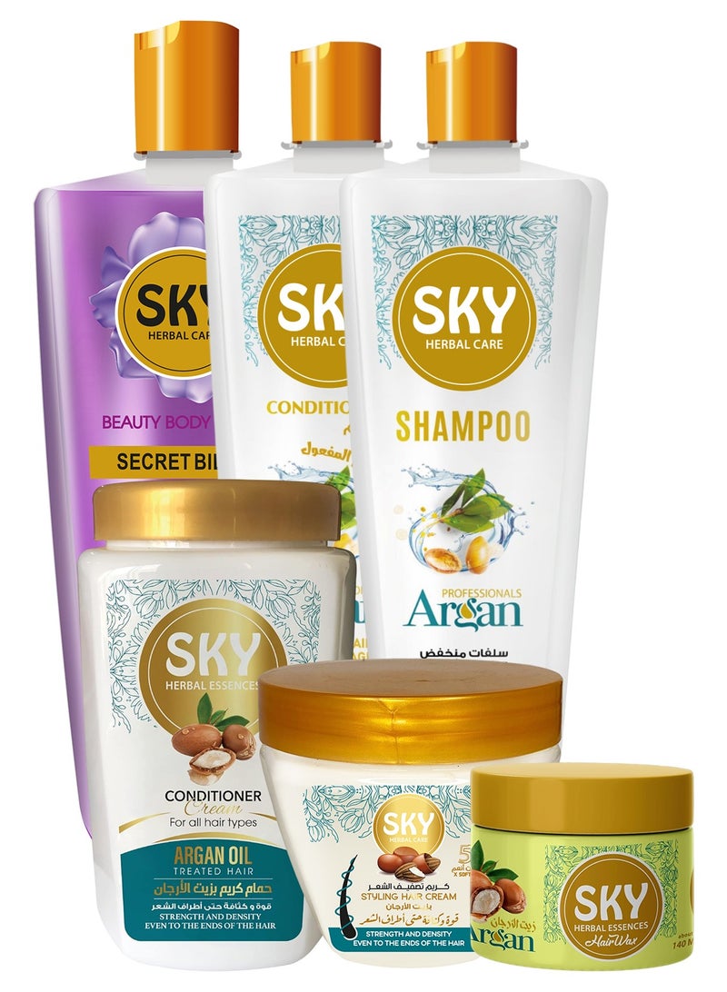 Sky Full Hair Care Set with Argan Oil (6 pieces) - Image 1