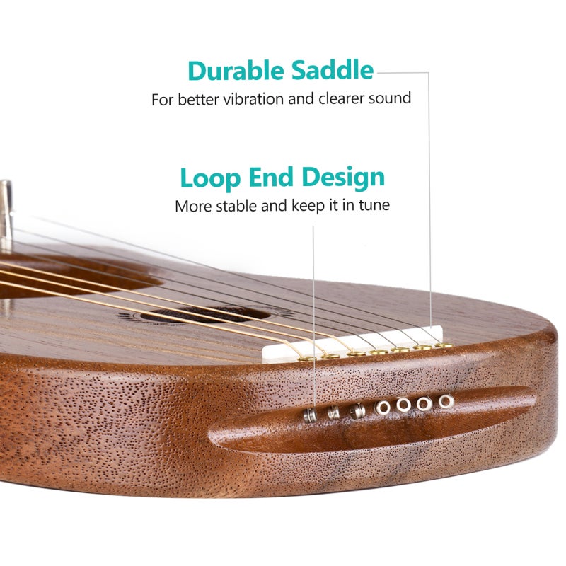 Lyre Harps 7 String Terminalia Wood Compact Size - High-quality Steel Wire Strings With Melodious Sound Small Harps for Travel Parties Beginners Music Lovers Gift Giving - Image 3