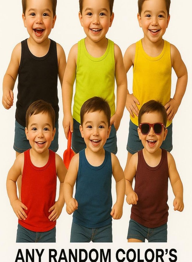 Cortica® Colorful Printed Dark Vest Cotton Inner wear for Baby Boys,Baby Girls,Boy's,Girl's,Kids & Infant Sleeveless Undershirts baniyaan Sando ganji Tank-Tops Soft Comfortable Multicolor Pack of 3 - Image 3
