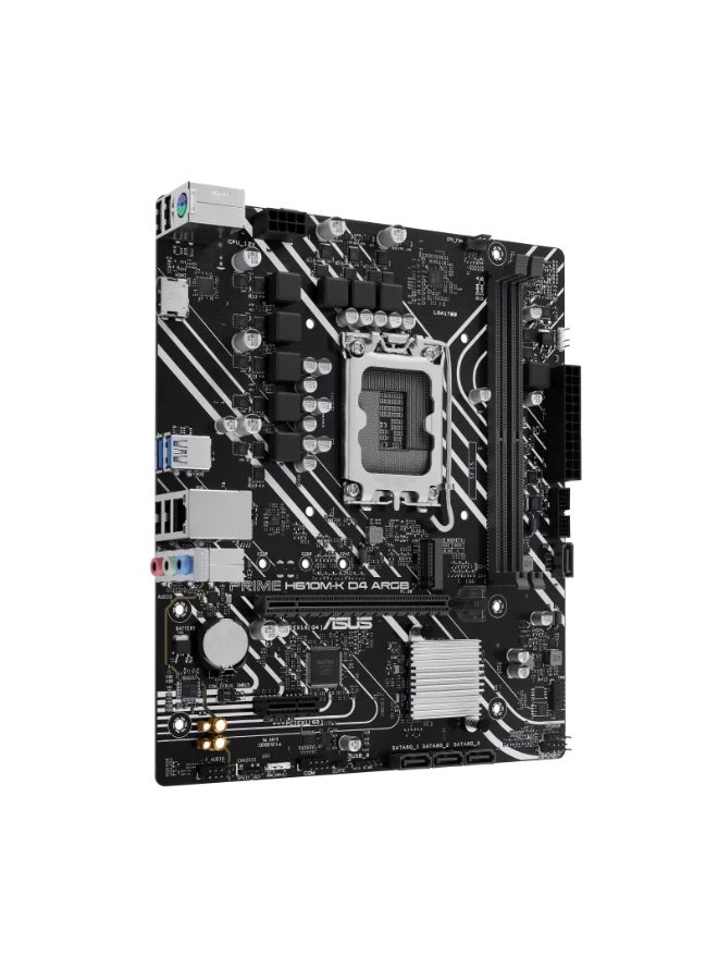 ASUS PRIME H610M-K D4 ARGB Micro-ATX Motherboard, Intel LGA1700 Socket, Supports 12th & 13th Gen Intel Core Processors, Supports DDR4 64GB Dual Channel, PCIe 4.0 x16, M.2 Slot, SATA 6Gb/s, HDMI 2.1 & D-Sub, Realtek 1Gb LAN, USB 3.2 Gen1, Aura Sync RGB, 5X Protection III | 90MB1HN0-M0EAY0 black - Image 3