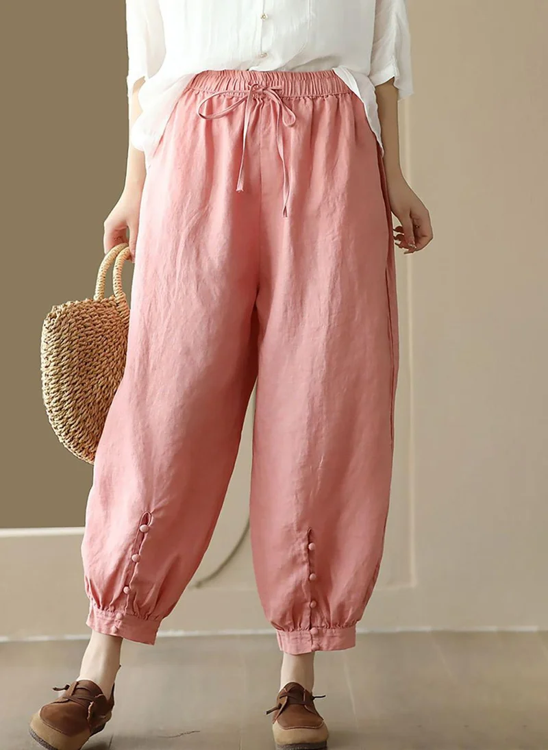 يونيكي Pink Solid Cotton Trouser