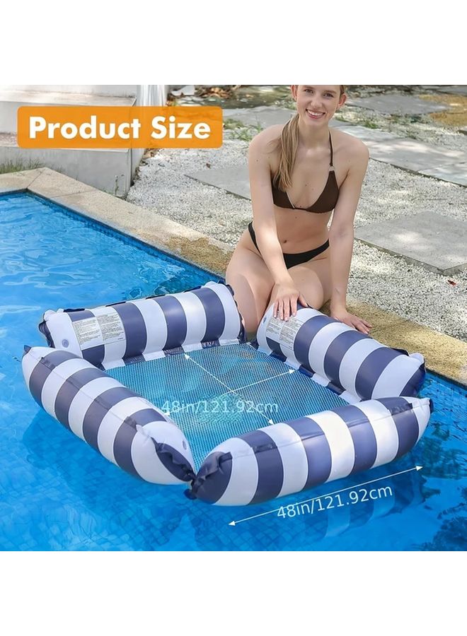 Green Stripe Inflatable Pool Float Chair Lounge With Air Pump For Adults - Image 2