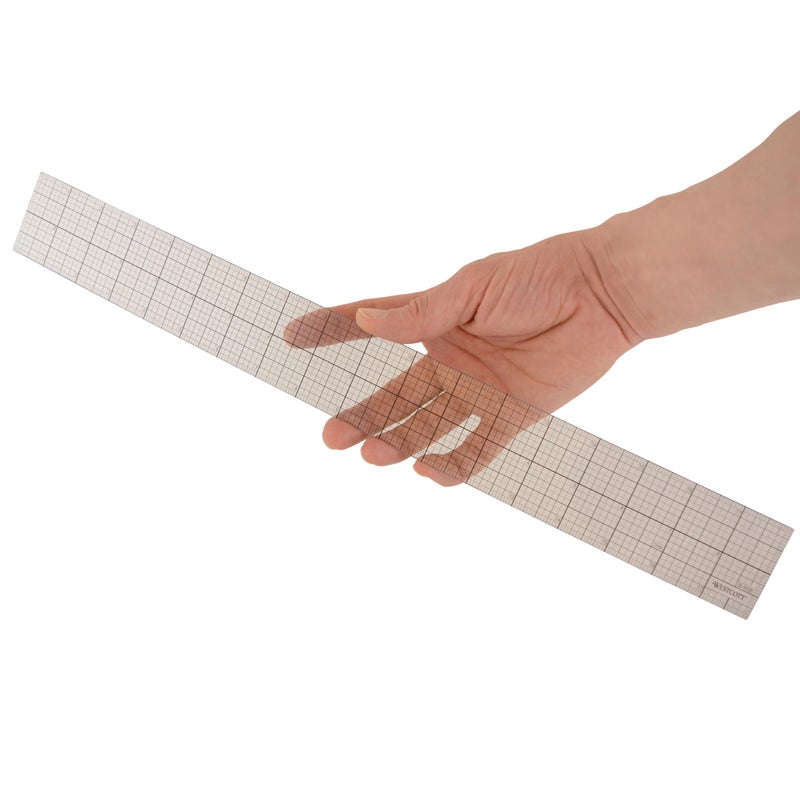 Westcott Transparent Beveled Graph Ruler with Zero-Centering Scale, Back-to-School, School Supplies, Classroom Supplies, 2 X 18-Inch - Image 3