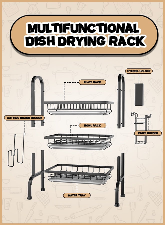 Eoptify 3-Tier Stainless Steel Dish Drying Rack for Kitchen Counter – Space-Saving Dish Rack with Drain Tray, Utensil Holder & Cutting Board Stand – Rust-Resistant Countertop Organizer for Home & Apartment (Best for Small Kitchens) – Kitchen Storage Rack - Image 5