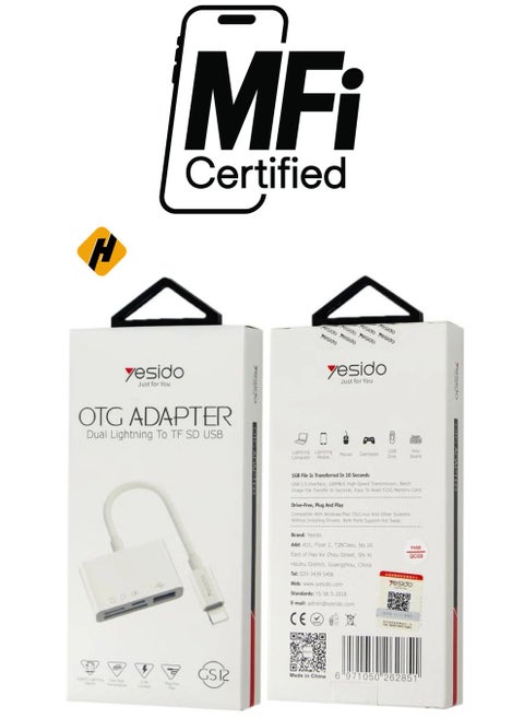 Lightning to SD/TF Card Reader GS11 – OTG Adapter Compatible with iPhone and iPad