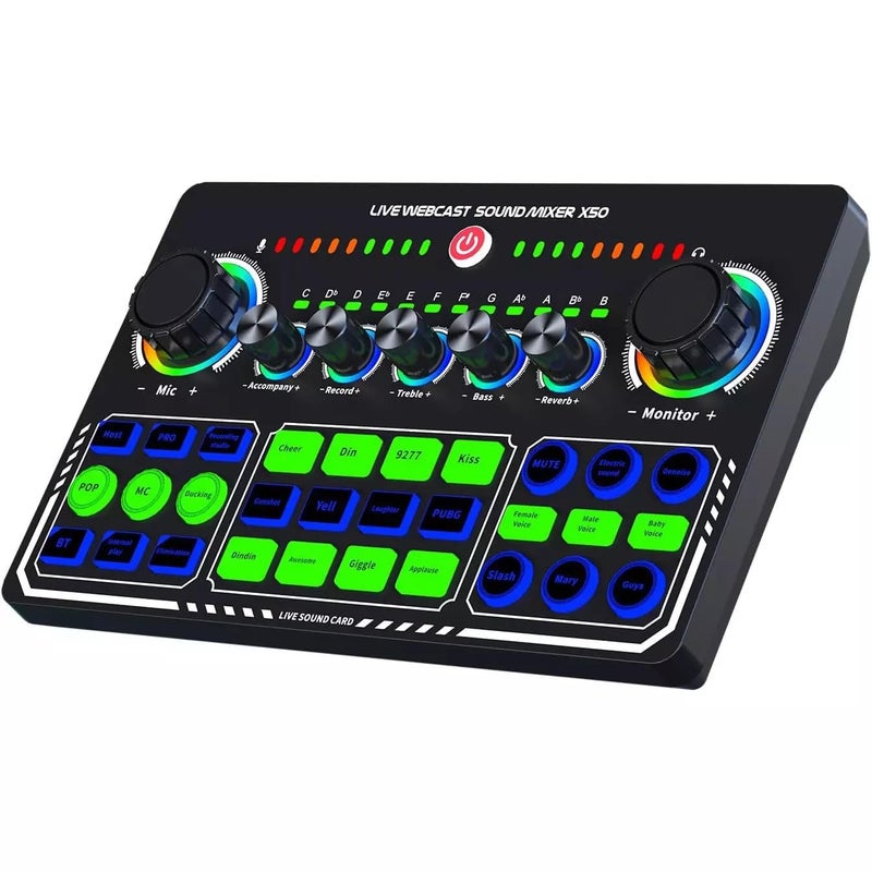 X50 Live Sound Card Audio Mixer – Bluetooth USB Audio Interface with Voice Effects, Reverb & Dual Live Streaming Support for Podcast, Gaming, Karaoke & Live Broadcast - Image 1