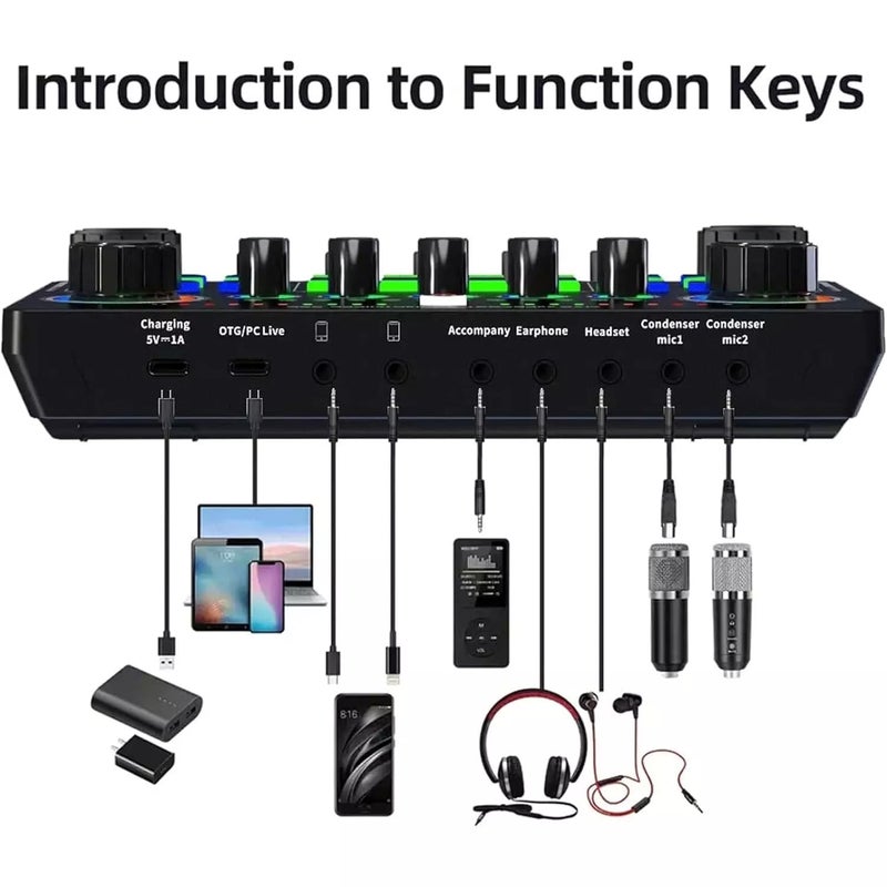 X50 Live Sound Card Audio Mixer – Bluetooth USB Audio Interface with Voice Effects, Reverb & Dual Live Streaming Support for Podcast, Gaming, Karaoke & Live Broadcast - Image 2