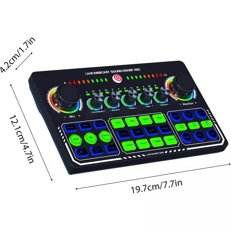X50 Live Sound Card Audio Mixer – Bluetooth USB Audio Interface with Voice Effects, Reverb & Dual Live Streaming Support for Podcast, Gaming, Karaoke & Live Broadcast - Image 5