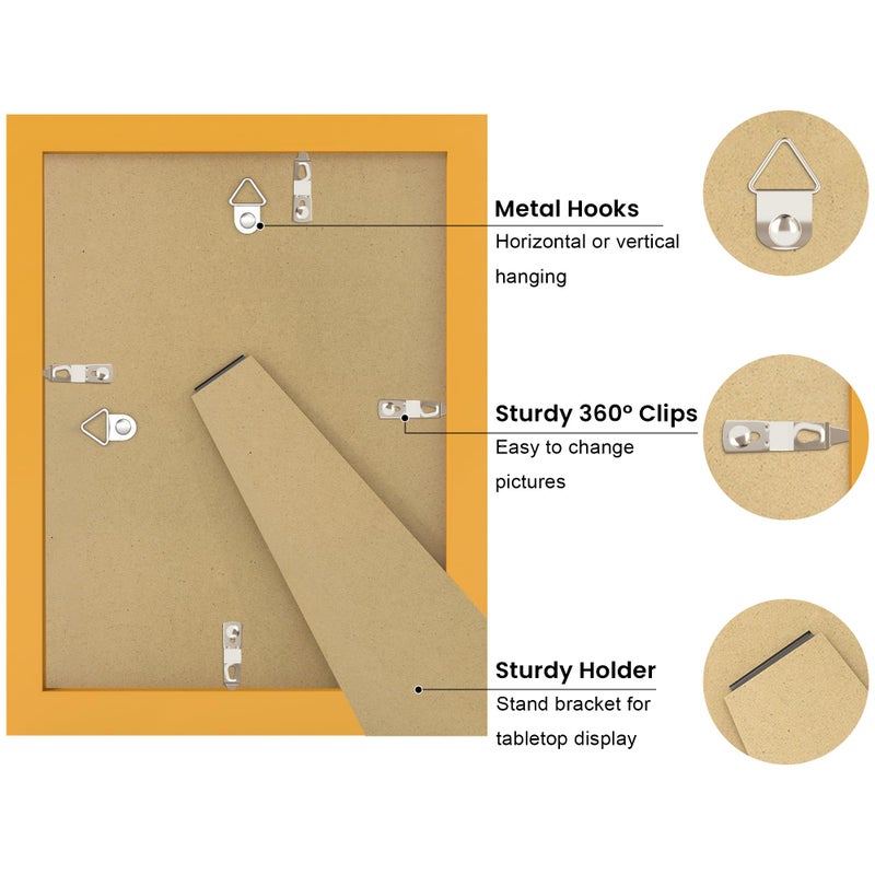 THKRLOF 5x7 Picture Frame with Real Glass, Wooden cute 5 x 7 Photo Frame with Wavy Mat for Tabletop and Wall Hanging, Yellow, 1 Pack - Image 4
