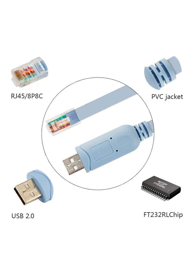 DUSALA USB Console Cable USB to RJ45 Console Cable for Cisco Routers AP Router Switch Windows 7, 8 (1.8M,Blue) - Image 5