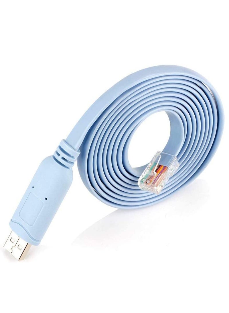 DUSALA USB Console Cable USB to RJ45 Console Cable for Cisco Routers AP Router Switch Windows 7, 8 (1.8M,Blue) - Image 1