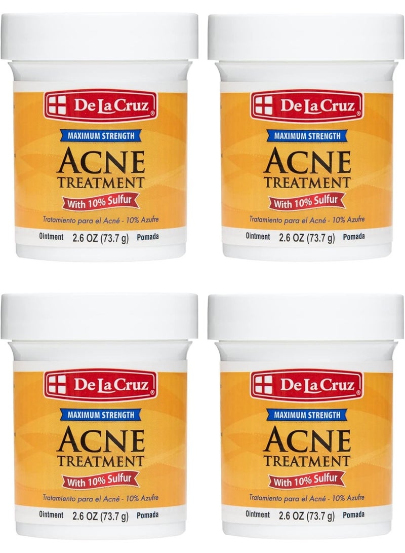 دي لا كروز مرهم علاج حب الشباب يحتوي على 10% كبريت (73.7 جرام) 4 قطع