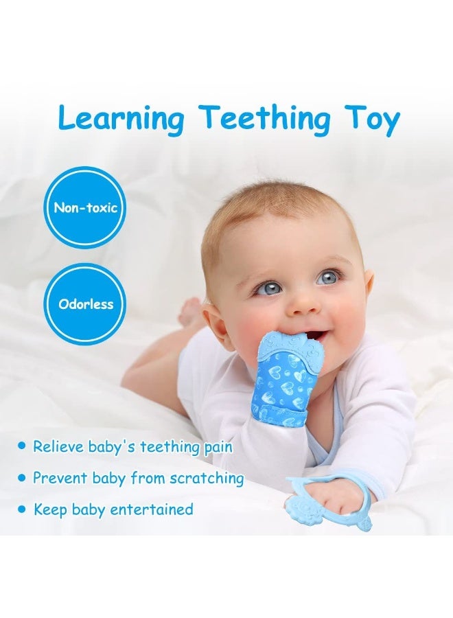 Gonice 2Pcs Silicone Teething Mitt, Baby Teething Mitten with Adjustable Strap, Crinkle Sound and Textured, Self Soothing Baby Chew Toys for 0-6 Month Infants - Image 5