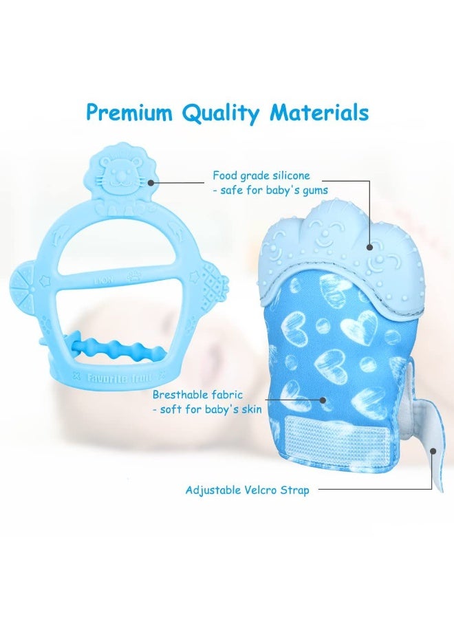 Gonice 2Pcs Silicone Teething Mitt, Baby Teething Mitten with Adjustable Strap, Crinkle Sound and Textured, Self Soothing Baby Chew Toys for 0-6 Month Infants - Image 3