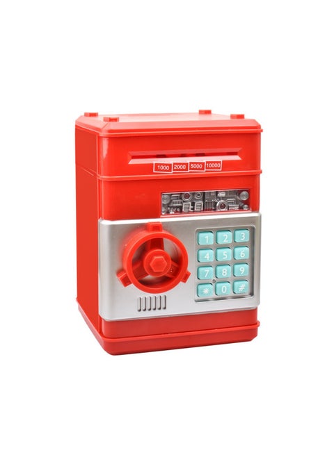 Cartoon Password Box Piggy Bank ATM Machine Safe With Music Automatic Roll Money Piggy Bank Deposit Machine-Color:Red Password Piggy Bank Music Button-Size:Small Door
