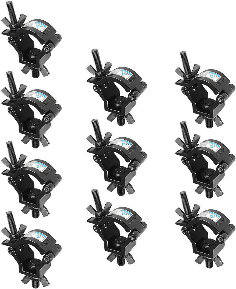 MOUNTAIN_ARK 10 Pack Stage Light O Clamp Fit 1-1/4" to 1-3/8" OD Pipe or F24 Truss, DJ Lighting Truss Mount Hook, Load 165 lb, Black - Image 1