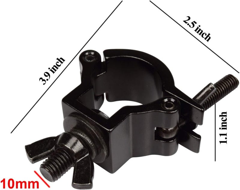 MOUNTAIN_ARK 10 Pack Stage Light O Clamp Fit 1-1/4" to 1-3/8" OD Pipe or F24 Truss, DJ Lighting Truss Mount Hook, Load 165 lb, Black - Image 4